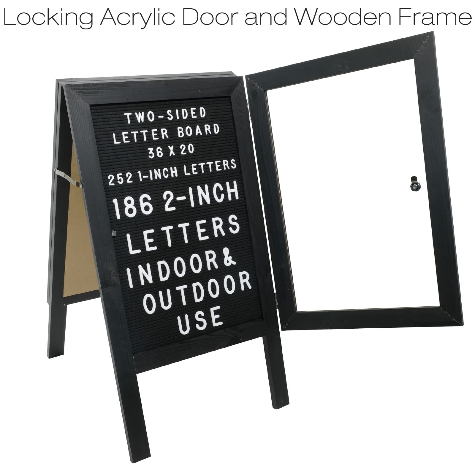 EXCELLO GLOBAL PRODUCTS Large Wooden A-Frame Sidewalk Sign 36×20 Felt Letter …