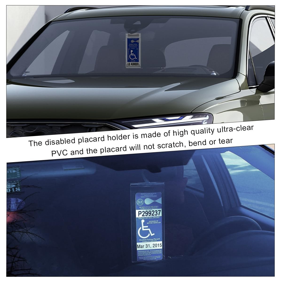 KVAEY Handicap Placard Holder, 11.6&Prime;×5&Prime; Transparent Disabled Parking 1 PCS