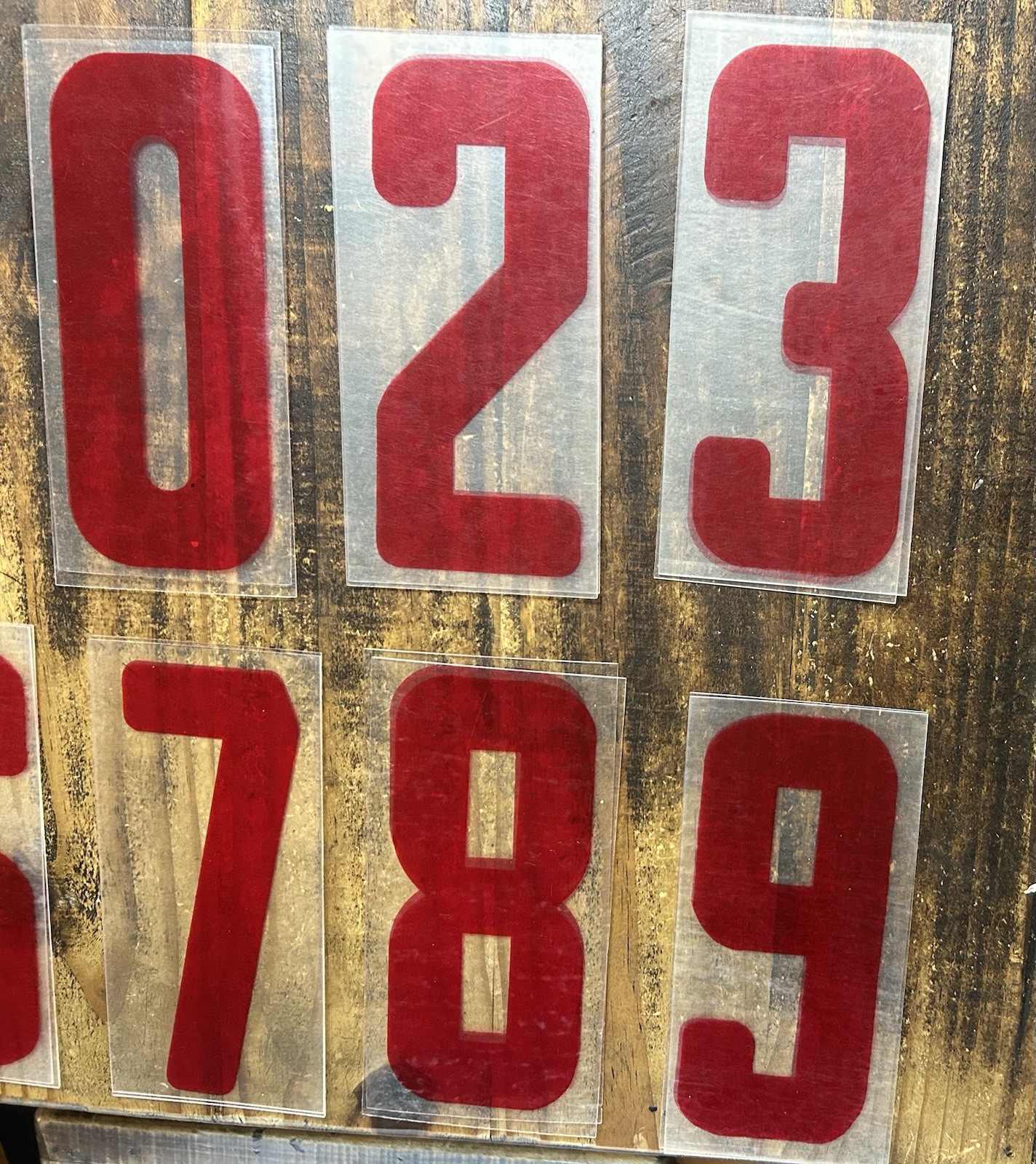 Lot of 24 Vintage Marquee Billboard Sign 9&Prime; Translucent Red Numbers & Symbols
