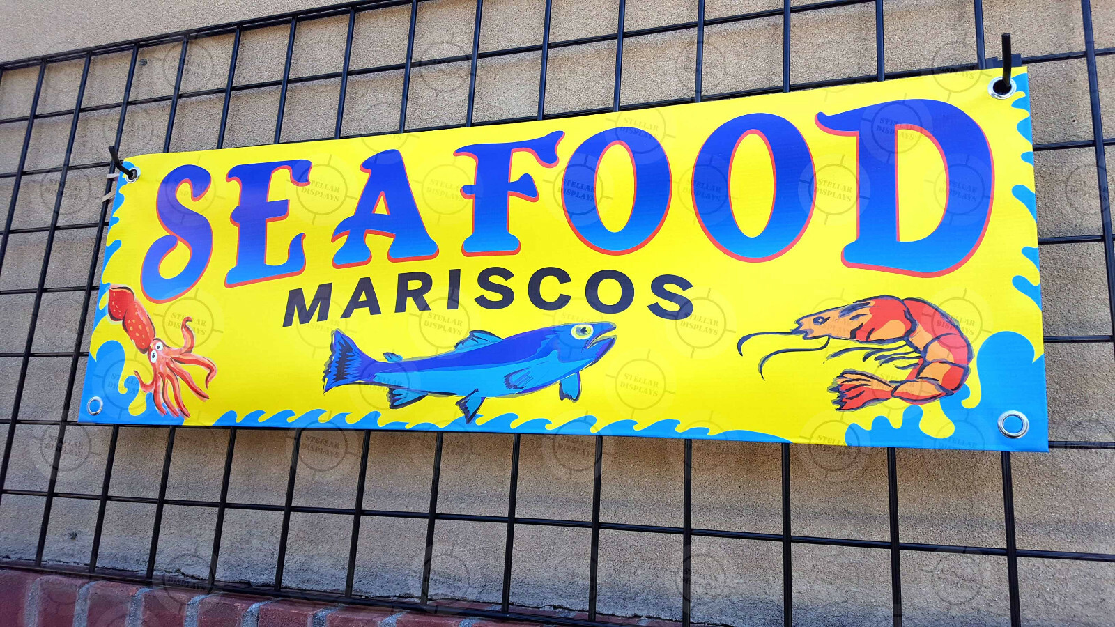 SEAFOOD Mariscos Banner Food Restaurant Open Sign Shrimp Camaron Cuisine Fish