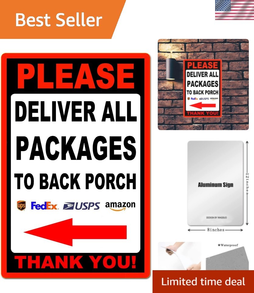 Weather-Resistant Aluminum Delivery Sign 12x8in – Clear Package Instructions