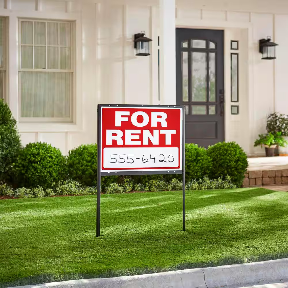 18 In. X 24 In. 2-Sided Plastic Red and White for Rent Sign