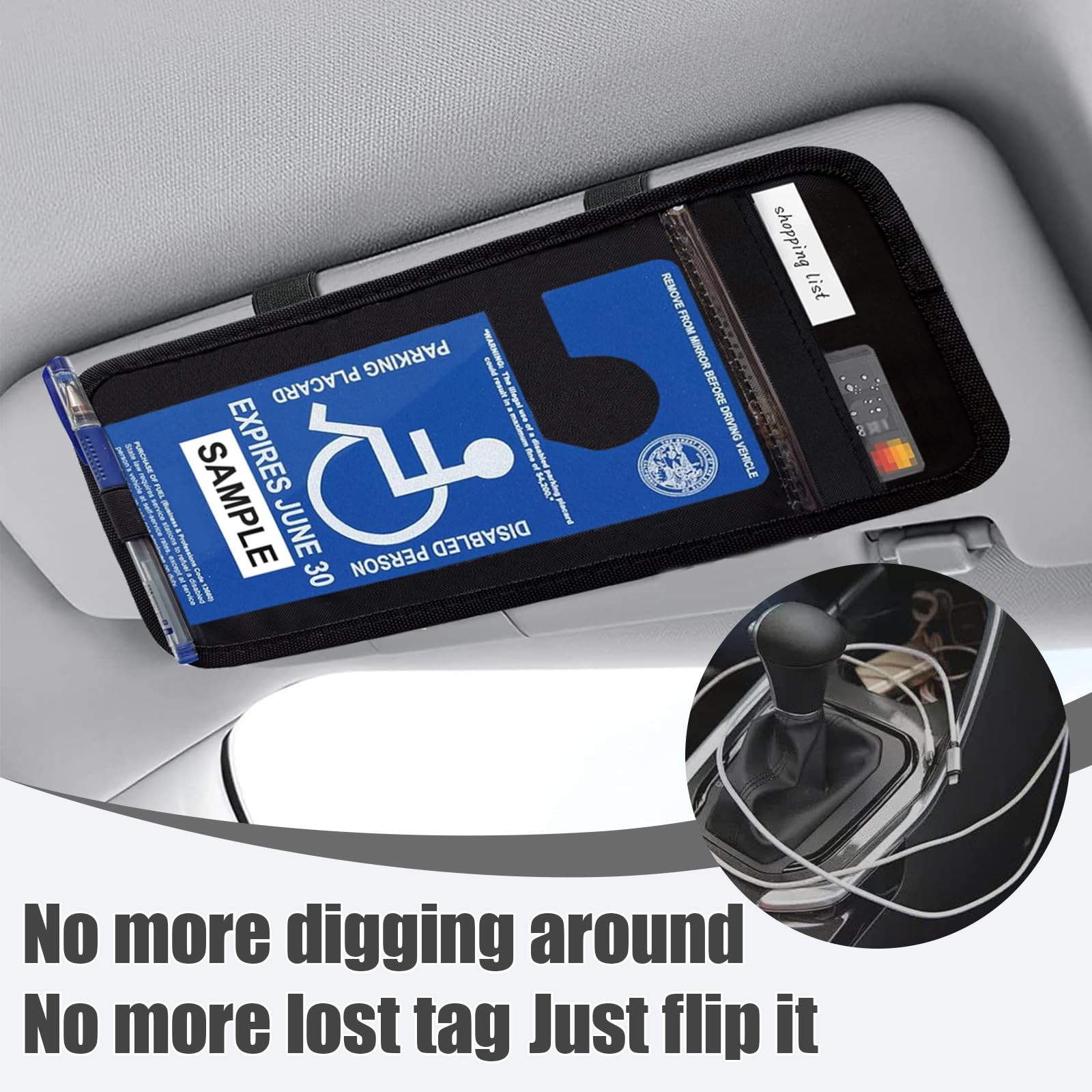 ZIMISI Handicap Placard Holder for Car, Universal 12.4 × 5.19 inch, Black