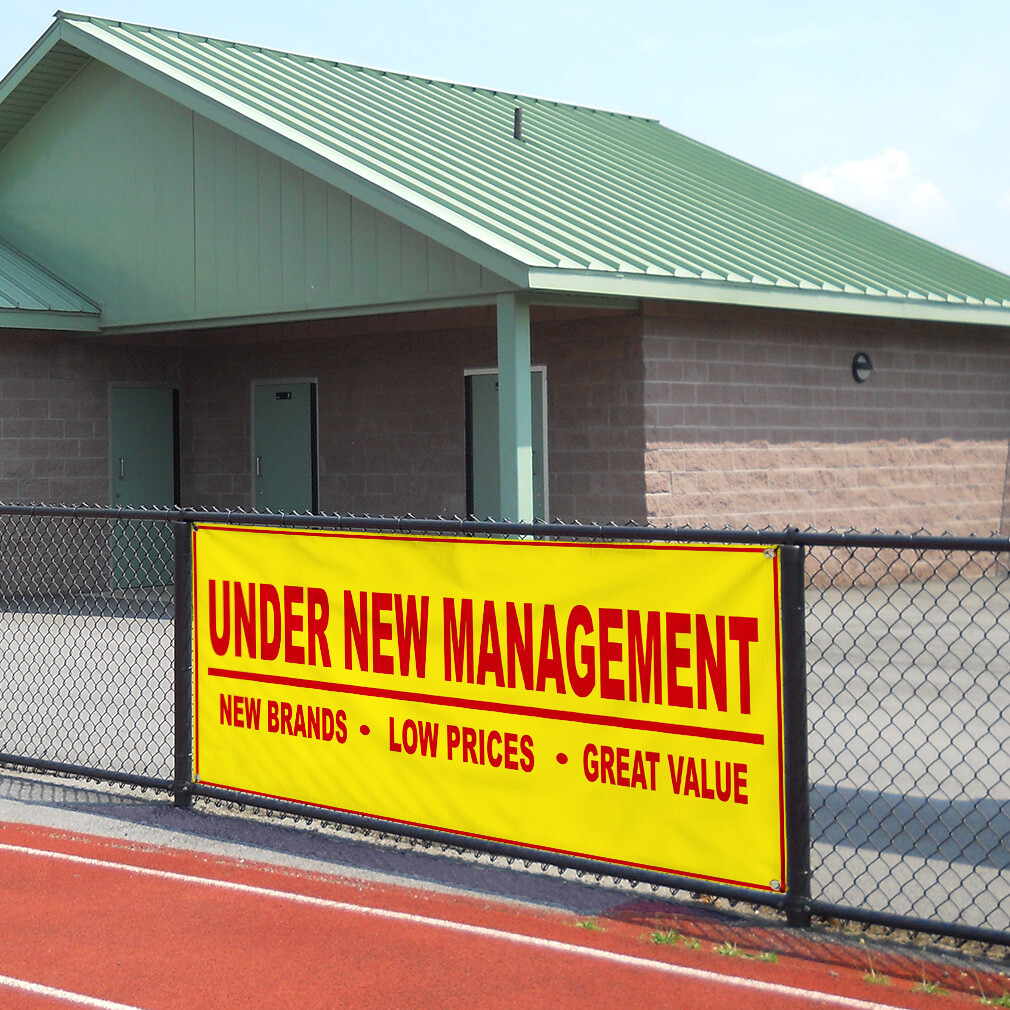 Vinyl Banner Multiple Sizes Under New Management Yellow Business Business