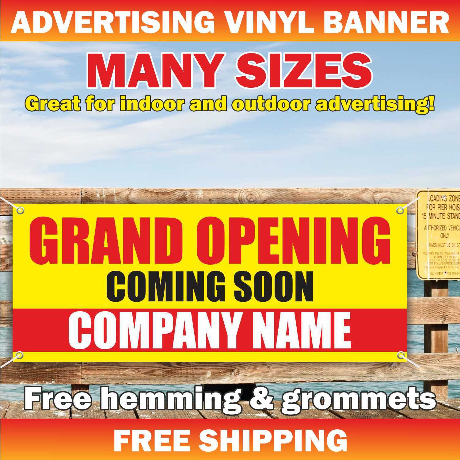 GRAND OPENING Advertising Banner Vinyl Mesh Sign COMING SOON COMPANY NAME open