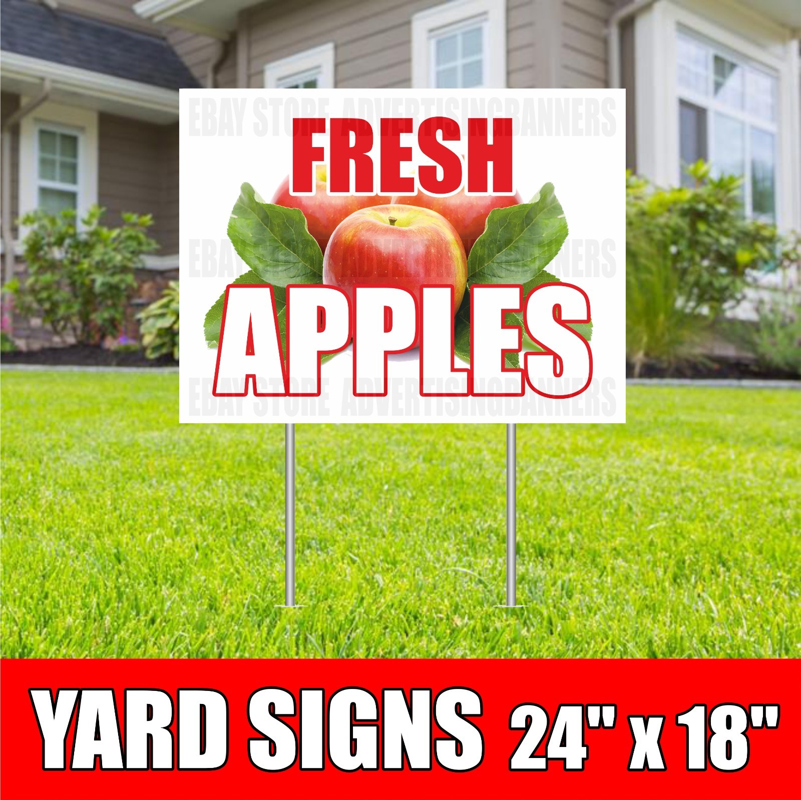 FRESH APPLES Yard Sign with H-Stakes fruits fresh vegetables pears ORGANIC FOOD