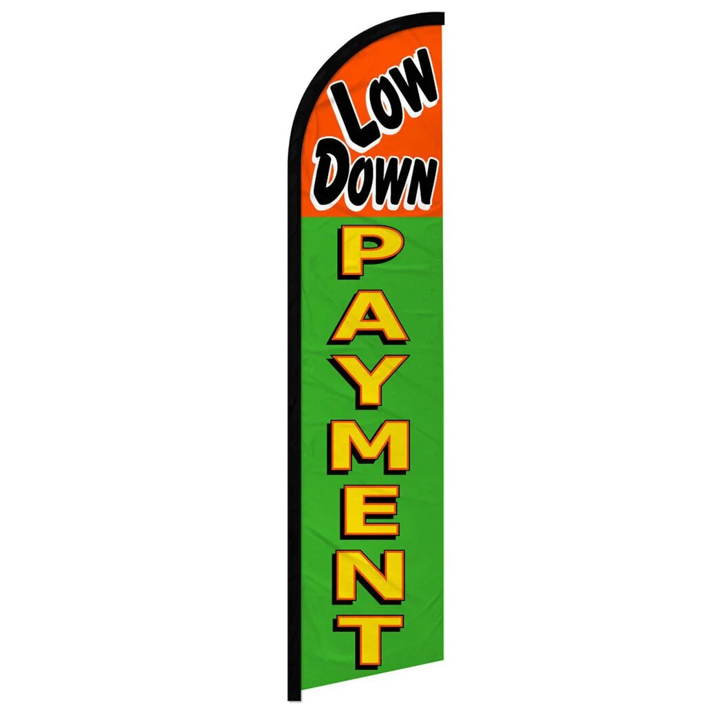 Low Down Payment Windless Full Sleeve Advertising Auto Finance Banner Flag