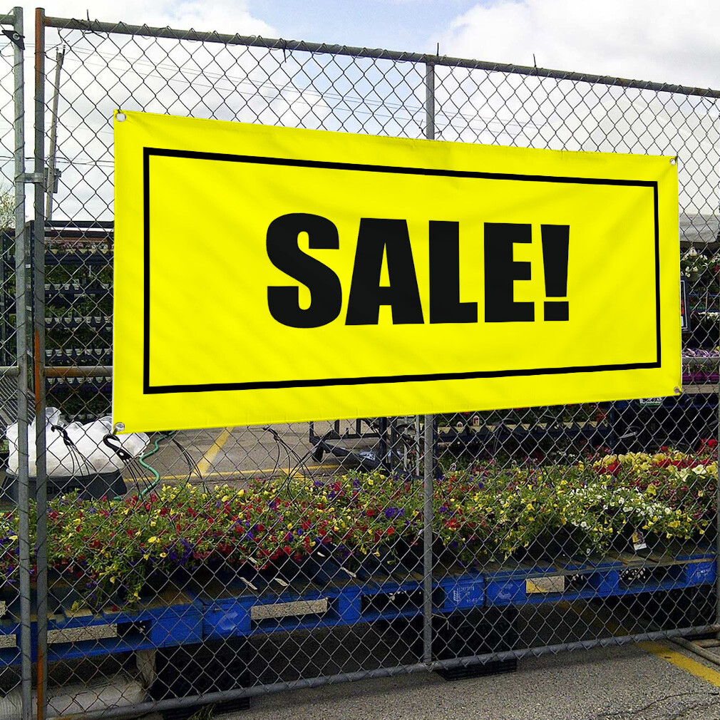 Vinyl Banner Multiple Sizes Sale! Black Yellow Promotion Business Sales