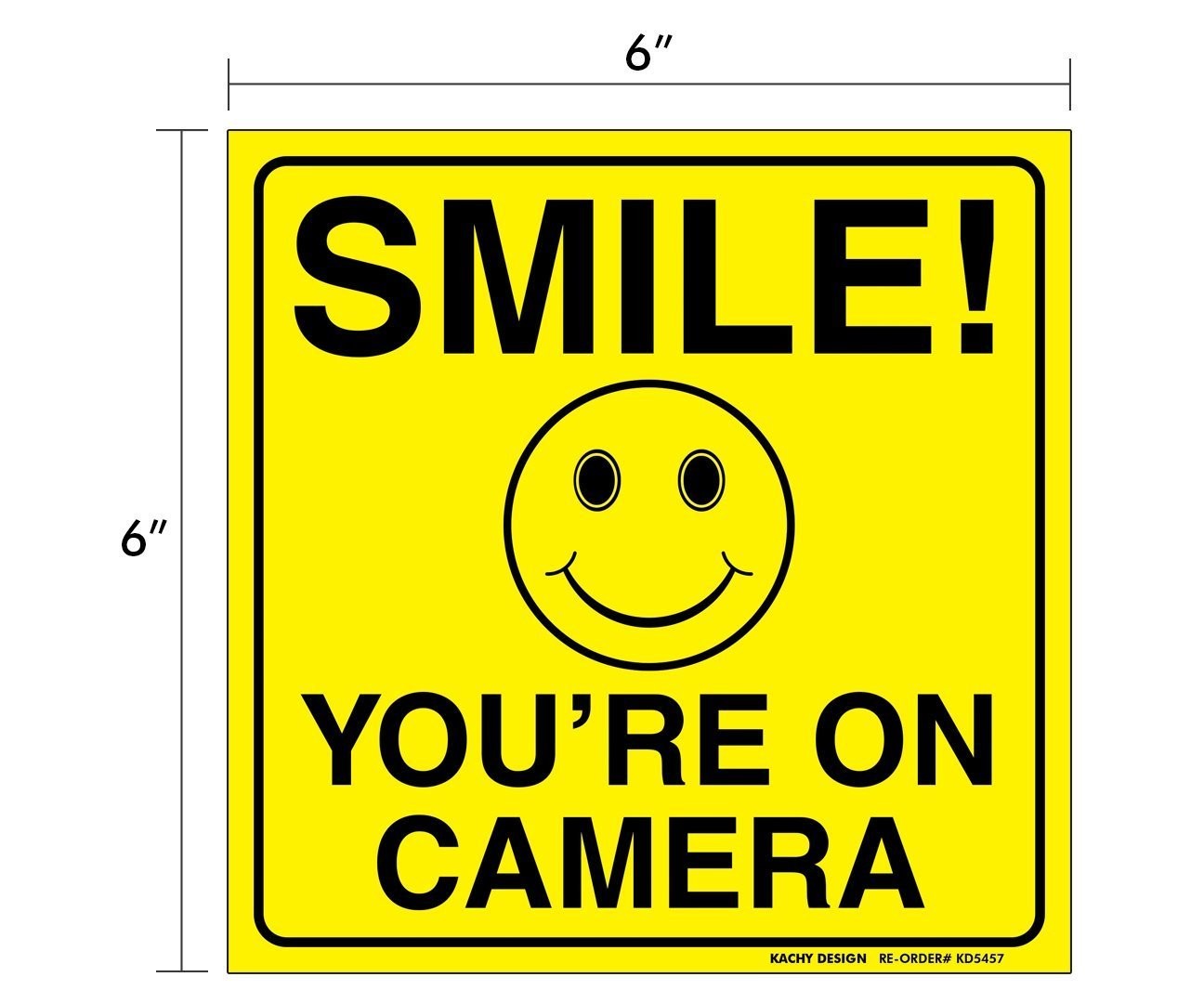 4 PCS 6×6 Inch Smile You&rsquo;re On Camera Sign Self Adhesive Vinyl Decal Sticker