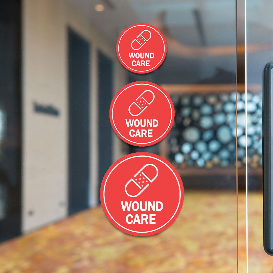 Circle Plus Wound Care Wall or Door Sign | Easy Installation