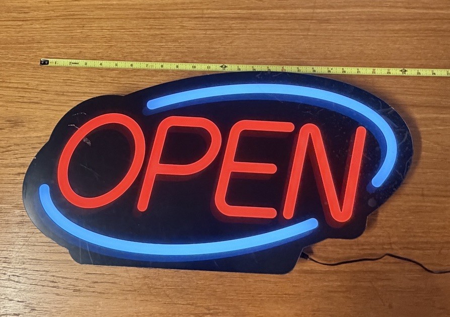 Intertek Electric « OPEN » Neon Certified Wall Sign With Flash Option Plus Speeds