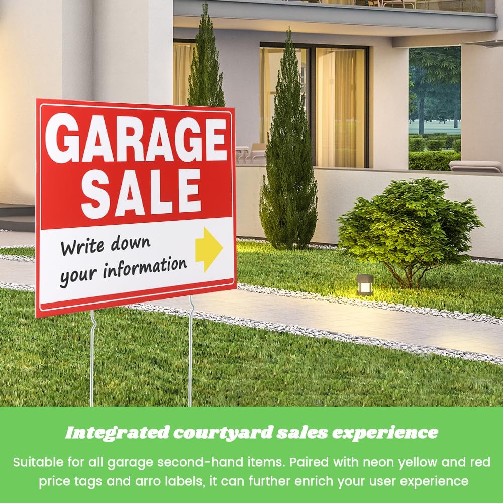 5 Pack 17×13 Inch Double Sided Corrugated Plastic Yard Garage Sale Signs