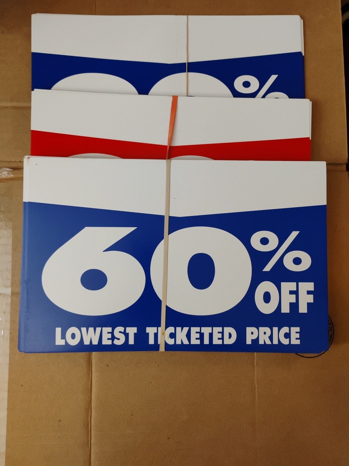 Discount Percentage Off Signs, Card Stock Type 50,60,80,90%-Off 108 Count 11×7&Prime;