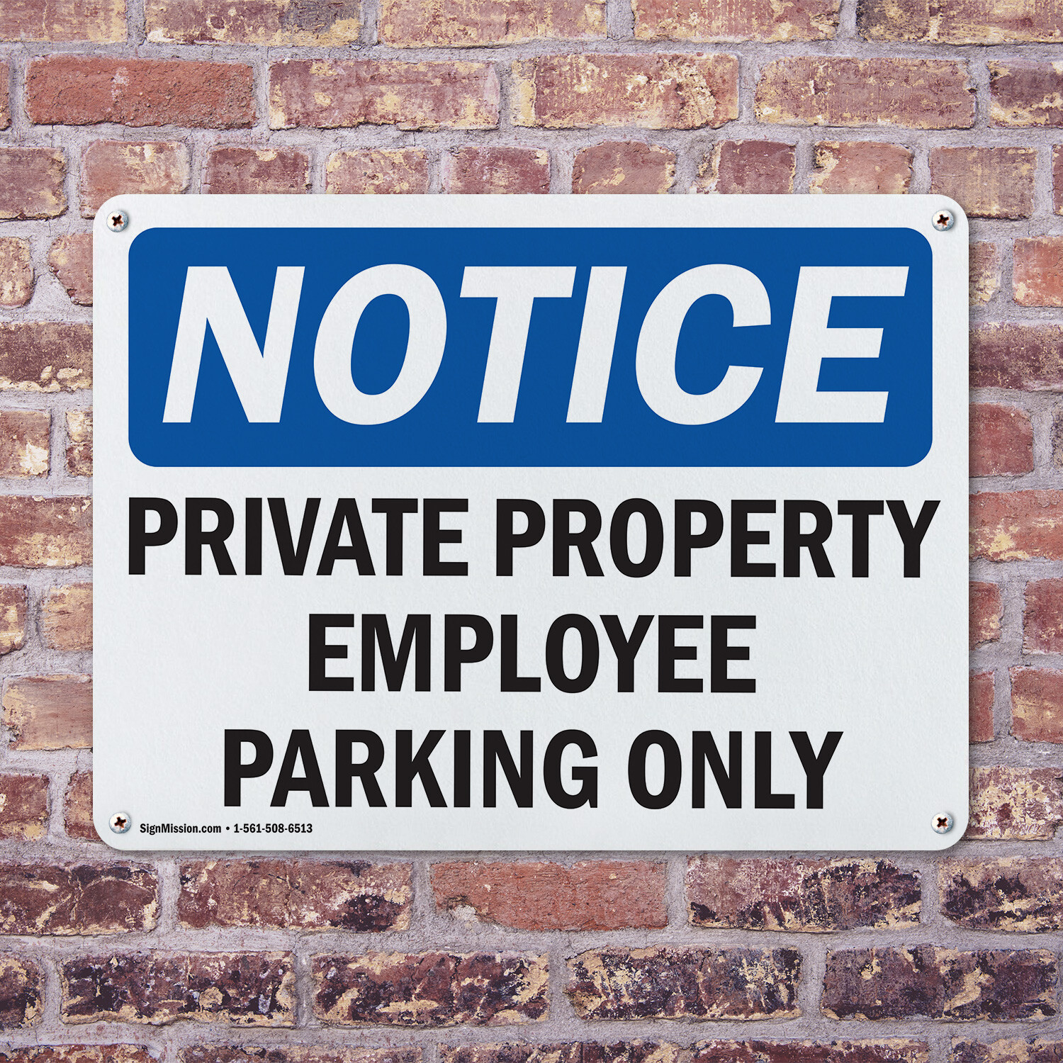 (2 Pack) Private Property Employee Parking Only OSHA Notice Sign Decal Metal