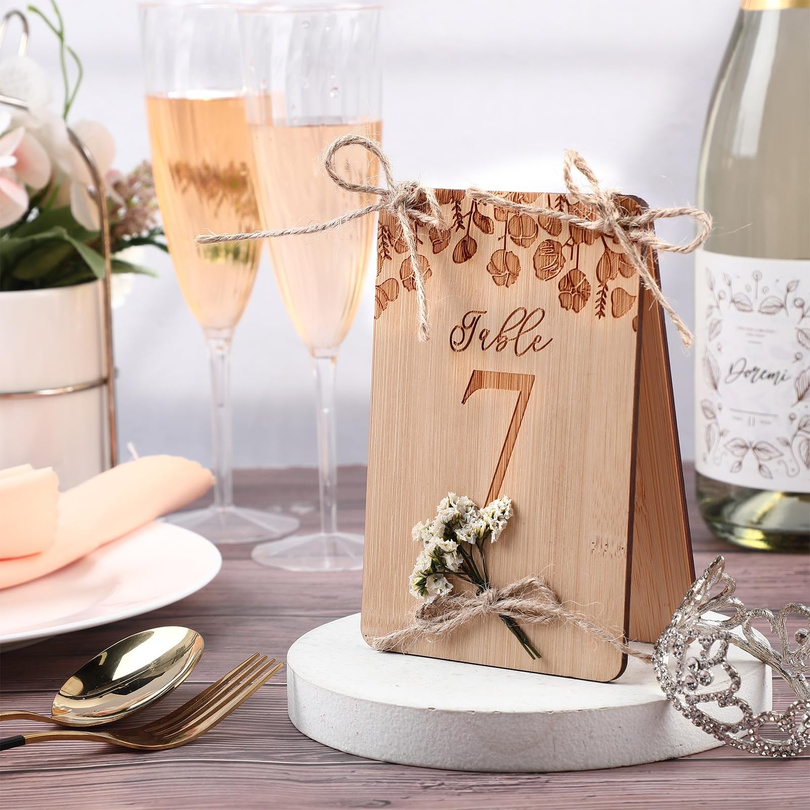 20 PCS Floral Wooden Wedding Table Numbers 120 Rustic Sign 4×6 Inch Decor