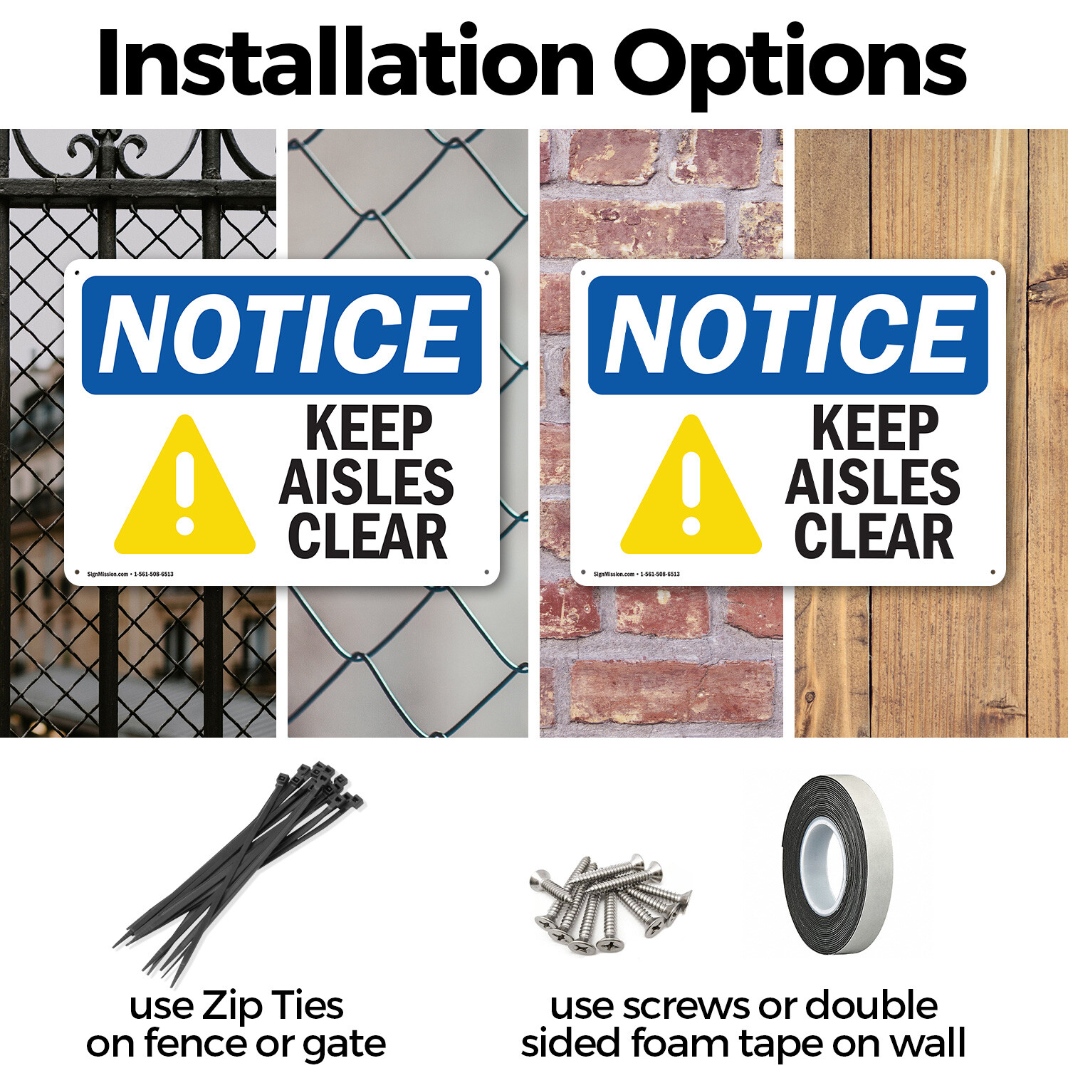(2 Pack) Keep Aisles Clear OSHA Notice Sign Decal Metal Plastic