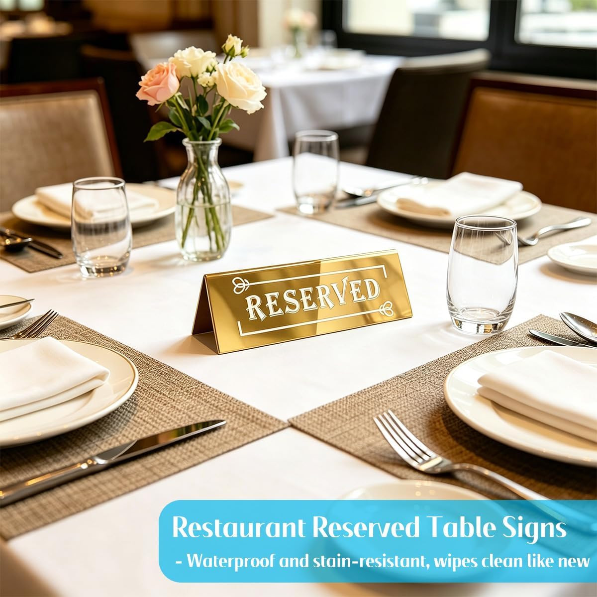 10PCS Acrylic Reserved Table Signs – 6X2X1.6 in Table Tent – Double-Sided, Water