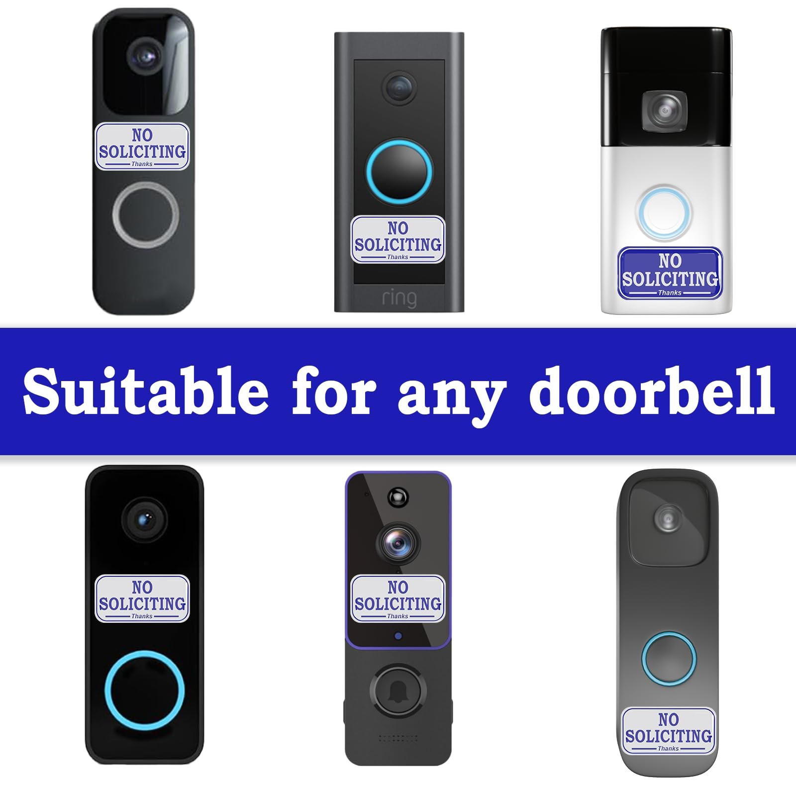 Small No Soliciting Signs for House, Front Door, Doorbell, Epoxy Stickers, 3D…