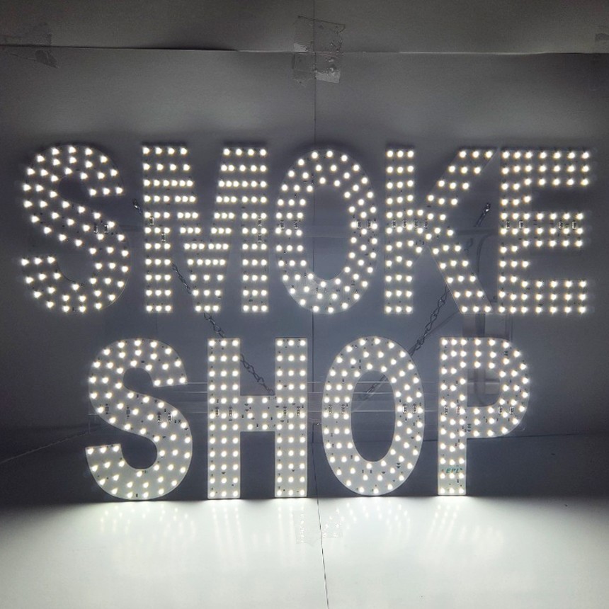 EPL Signs SMOKE SHOP White LED Sign Business 20&Prime;x30&Prime; Remote 3G Sparkling Mode