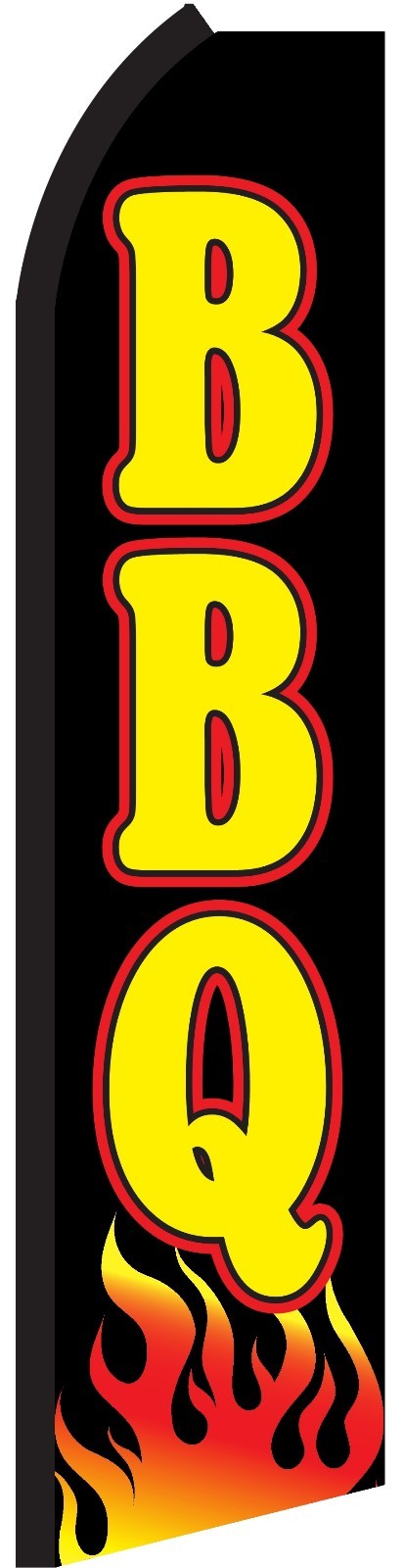 BBQ FLUTTER FLAG Tall Curved Top Feather Swooper Advertising Banner Sign