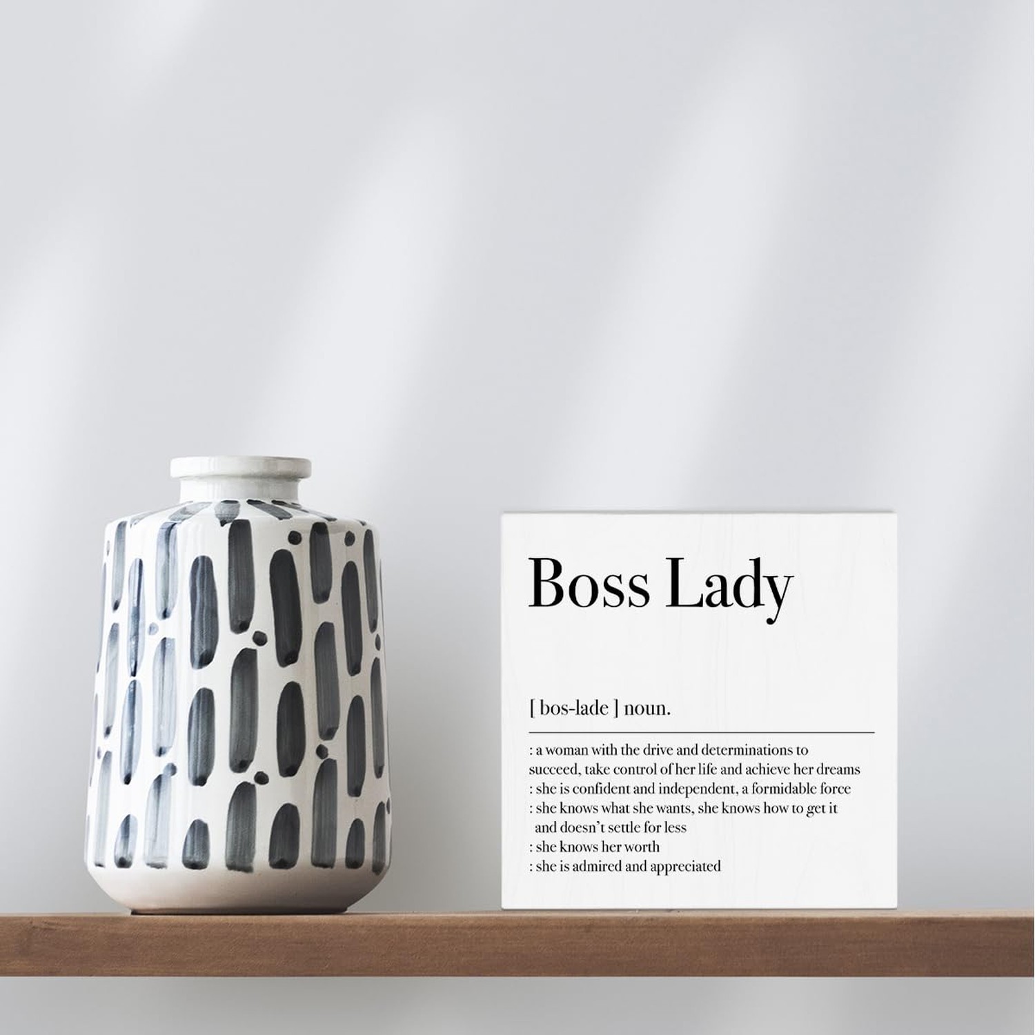 Motivational Boss Lady Gifts for Women Decorative Wooden Box Sign Boss Lady D…