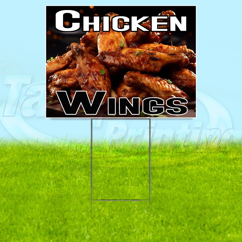 CHICKEN WINGS 18×24 Yard Sign Food Plastic Corrugated WITH STAKE USA YS07673