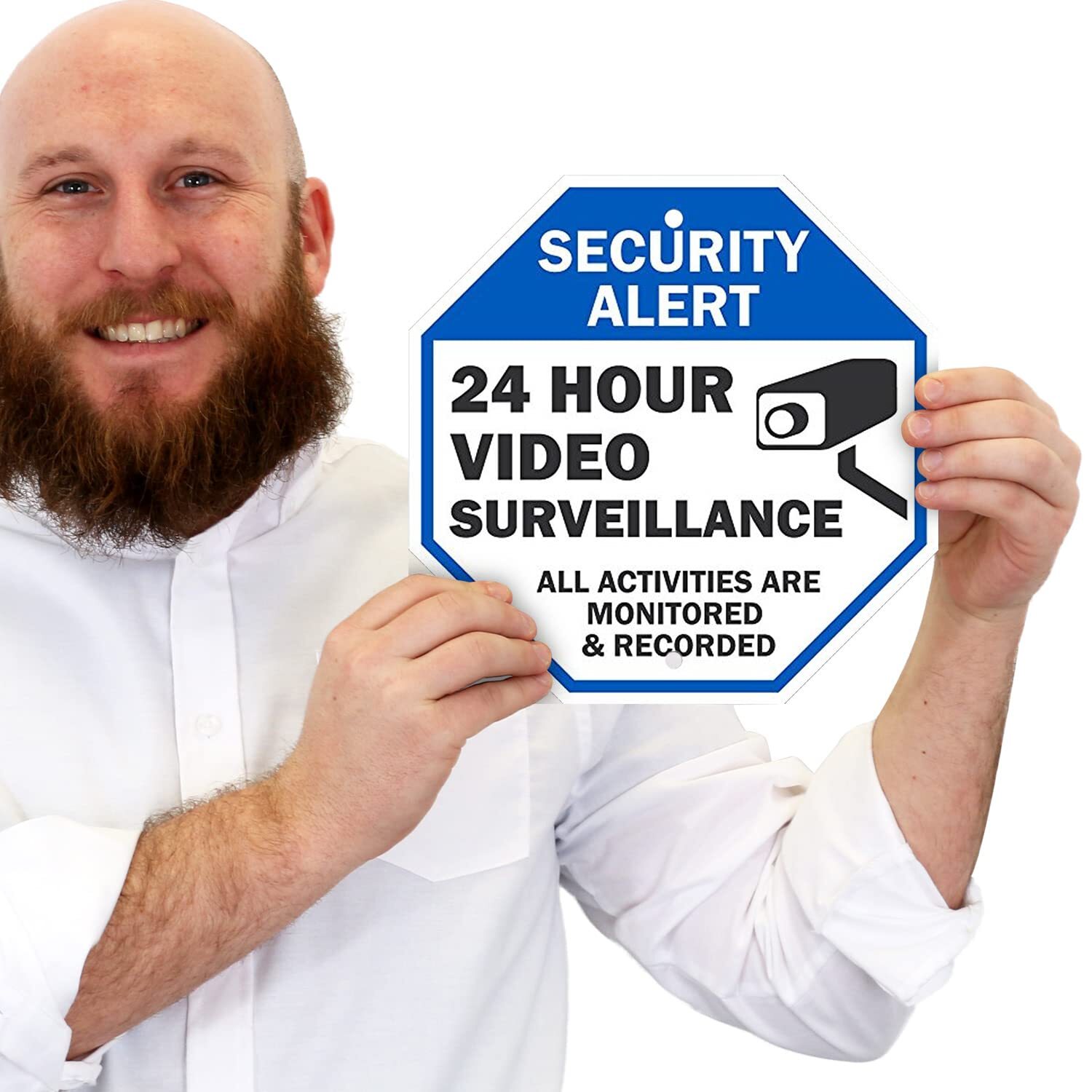 Security Alert Sign 24 Hour Video Surveillance 10×10 Inch Aluminum Warning Sign