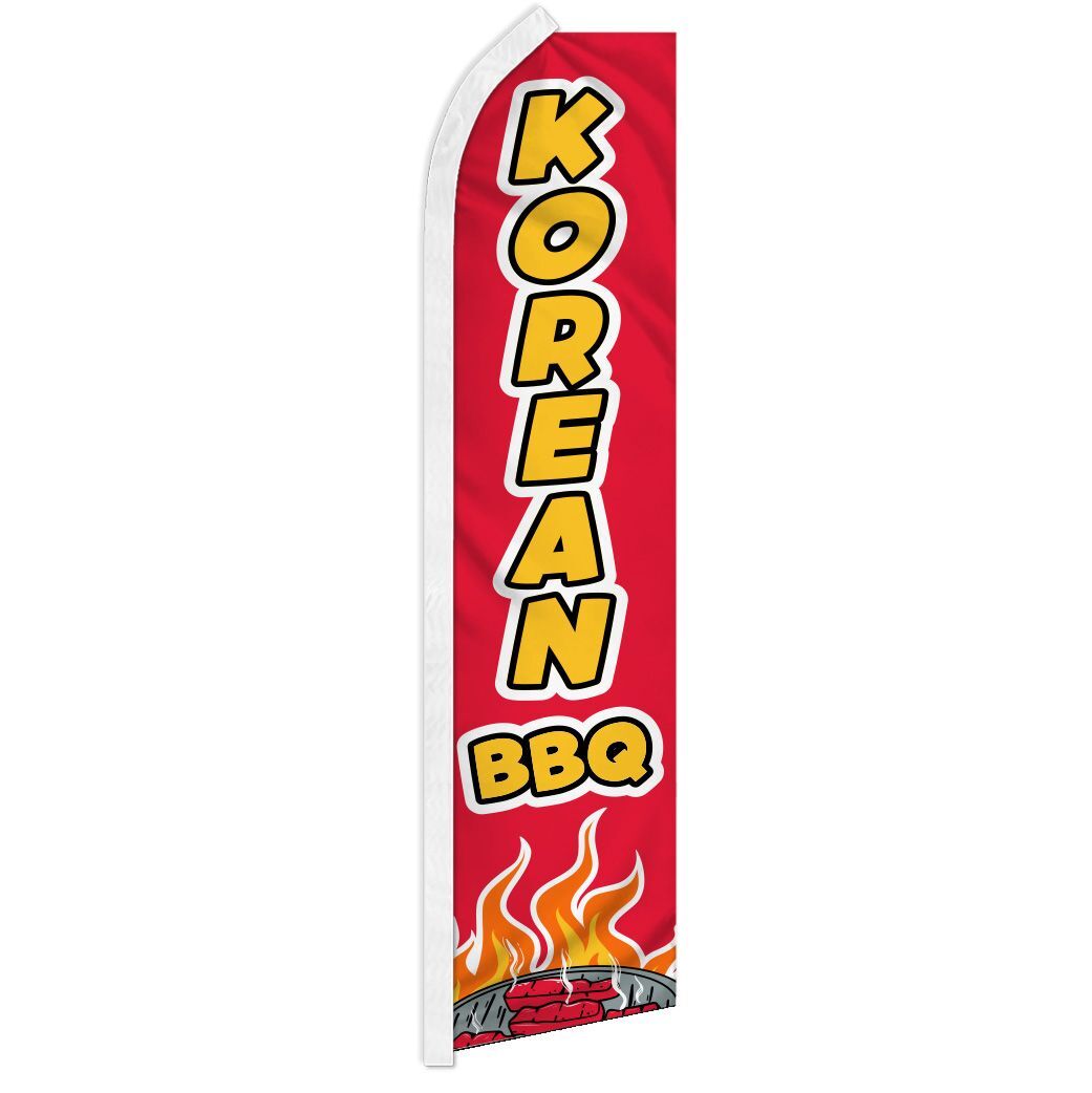 « KOREAN BBQ » advertising super flag swooper banner business grill meat barbecue