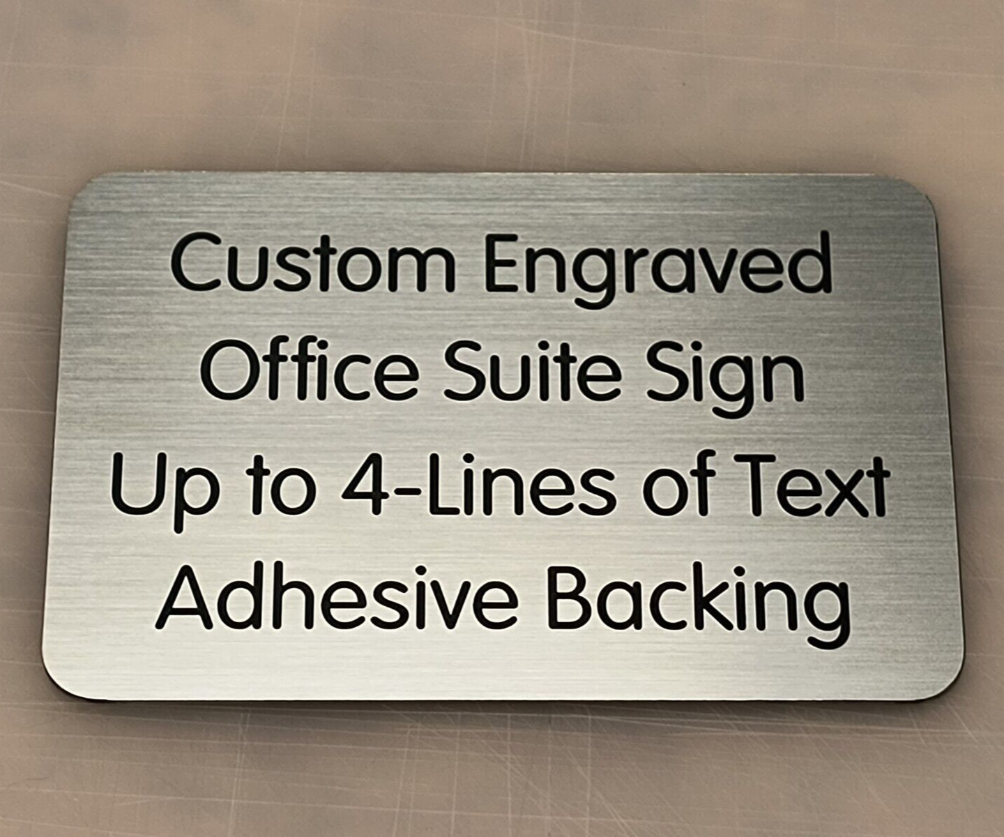 Custom Engraved 4&Prime;x6&Prime; Brushed Silver Office Sign Small Business Wall Door Plaque