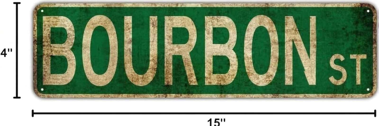 Vintage Bourbon Street Metal Sign 4X15 Inch | Rust-Free Aluminum New Orleans Wal