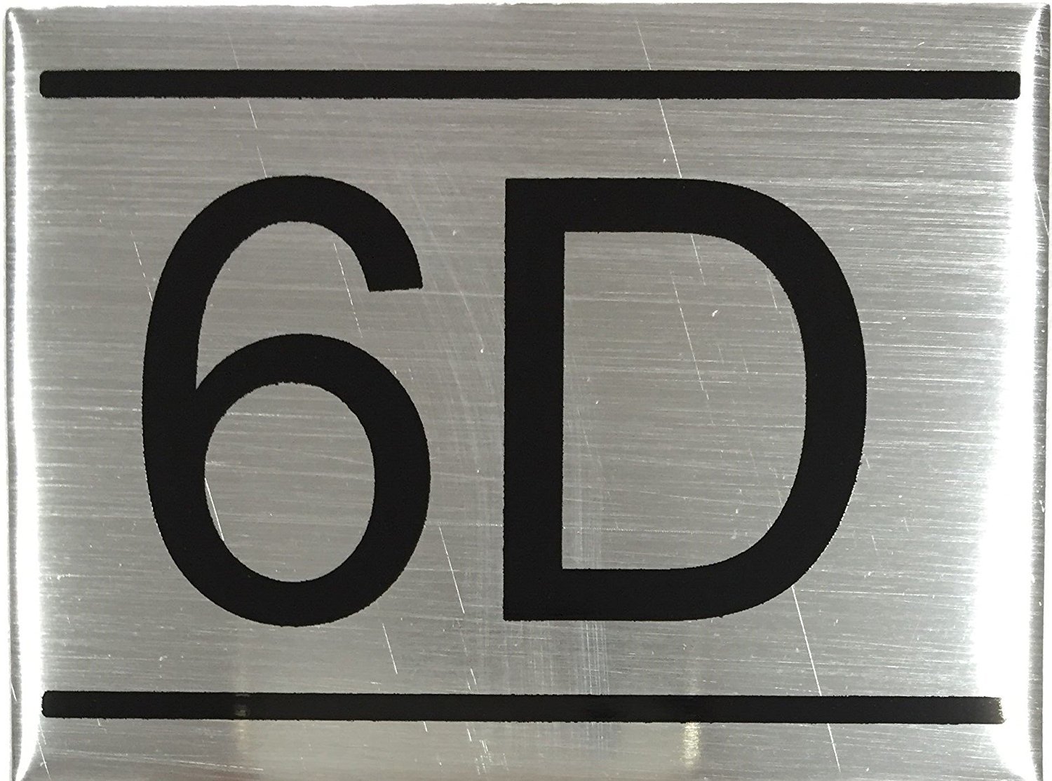 APARTMENT NUMBER SIGN -6D -BRUSHED ALUMINUM (2.25X3, Aluminium))