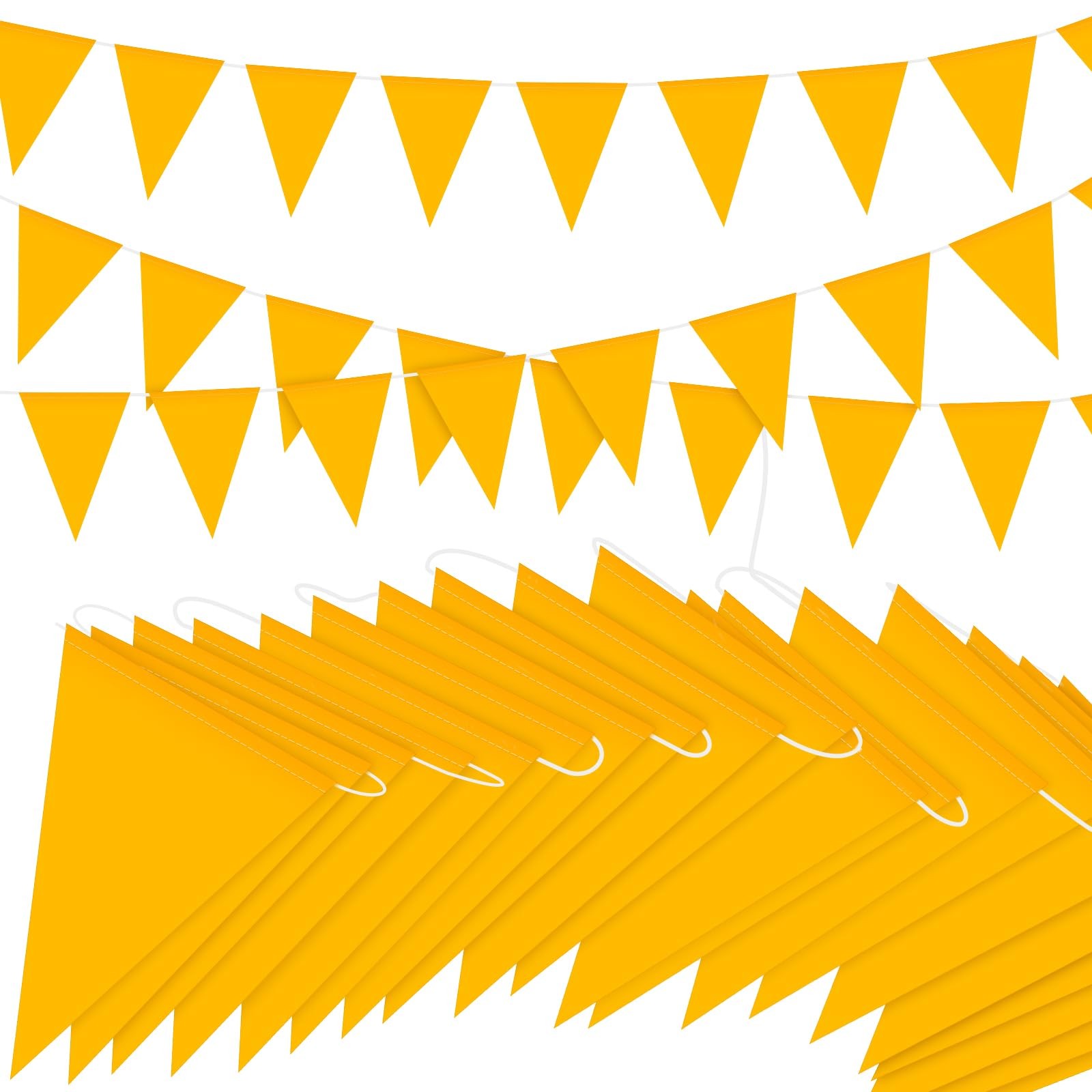 135 Pcs 295 ft Pennant Banners Flags Reflective Yellow Safety String PVC Peri…