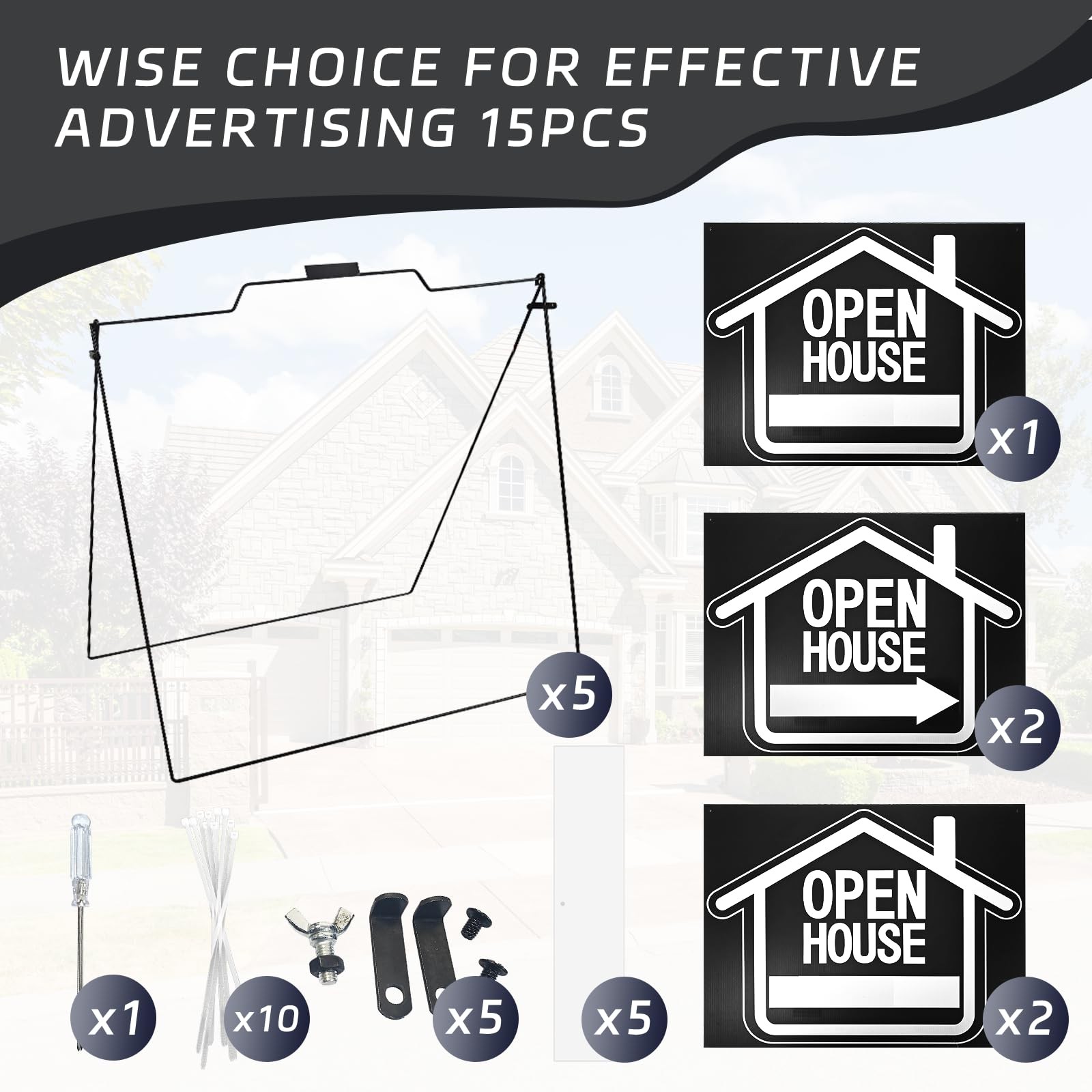5 Pack Open House Signs for Real Estate – Real Estate Signs with 30â€œx28&Prime; 5