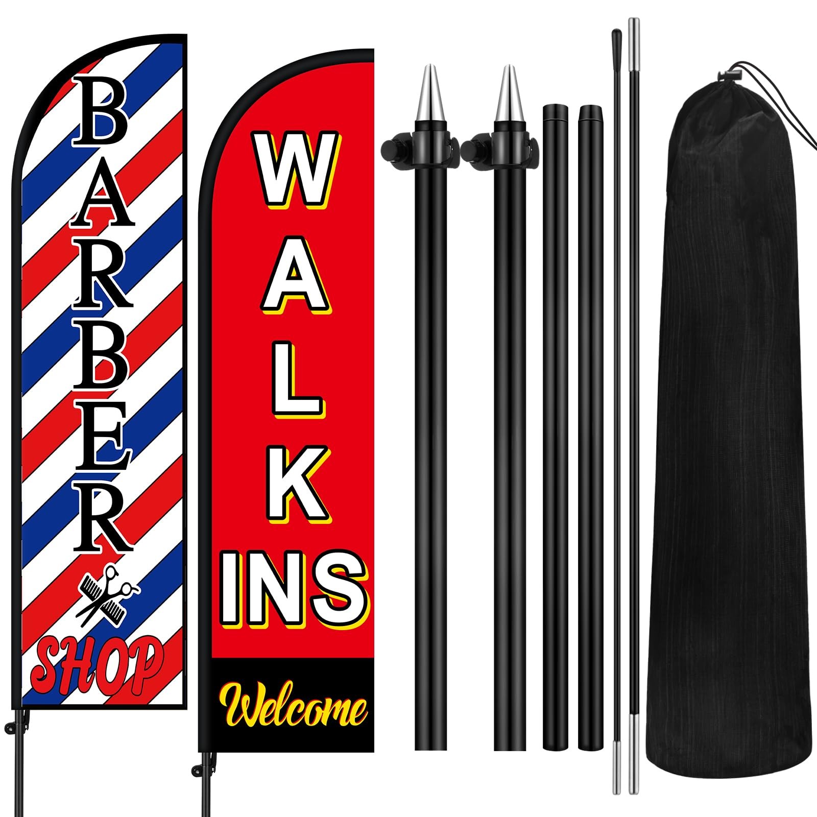 « Barbershop Swooper Flag Kit WalkIns Welcome Feather Banner for Outdoor Ads »
