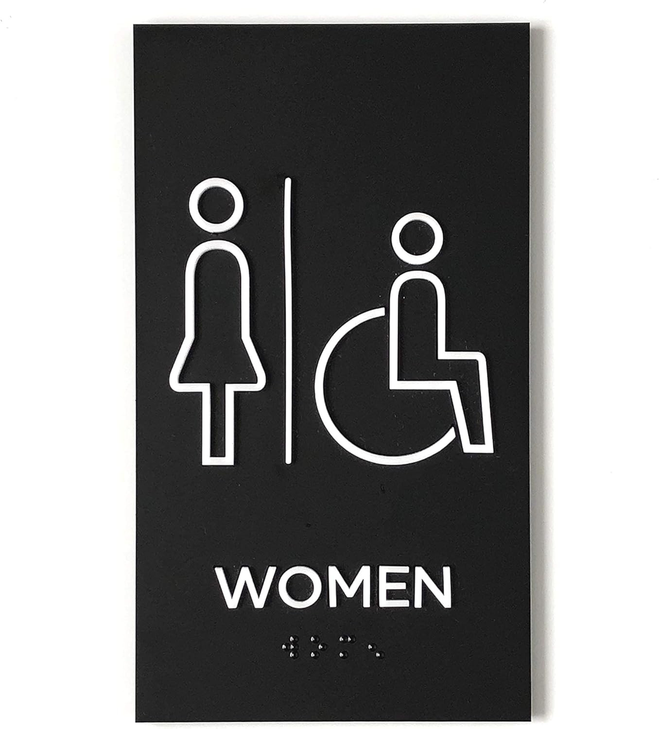 Premium Women + Accessible Restroom Signs for Business, ADA Unisex Bathroom Sign