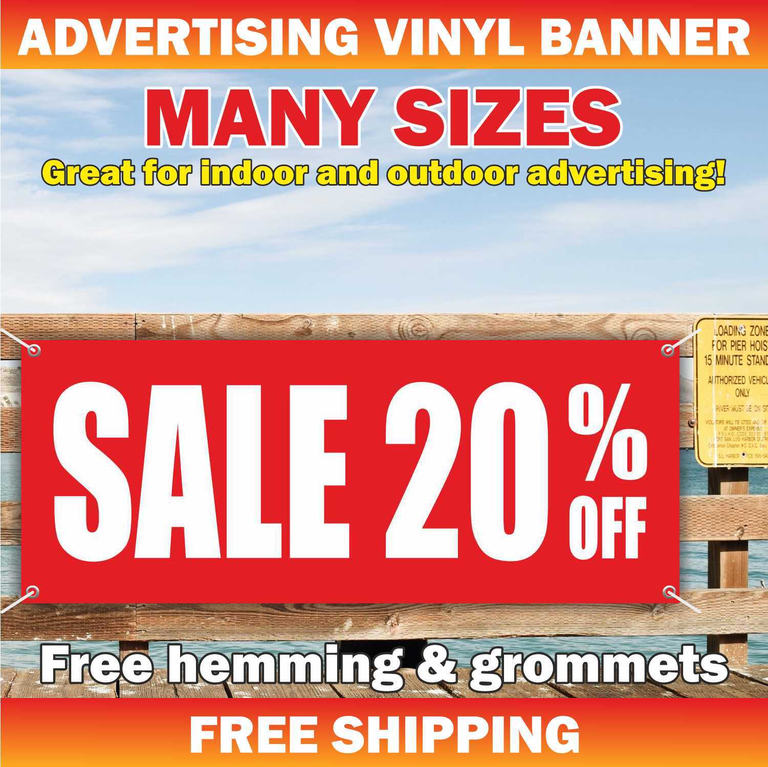 SALE 20% OFF Advertising Banner Vinyl Mesh Sign clearance holiday discount deals