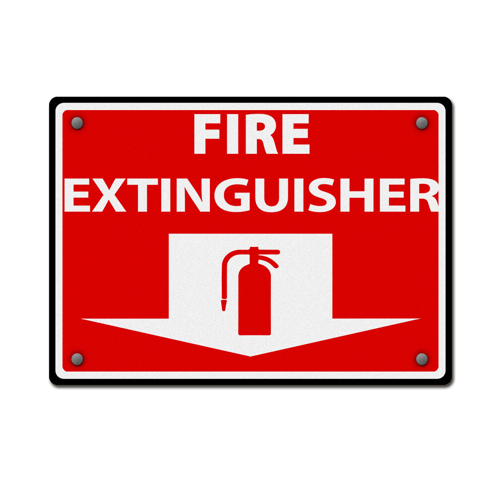 Horizontal Metal Sign Fire Extinguisher C Weatherproof Street Signage