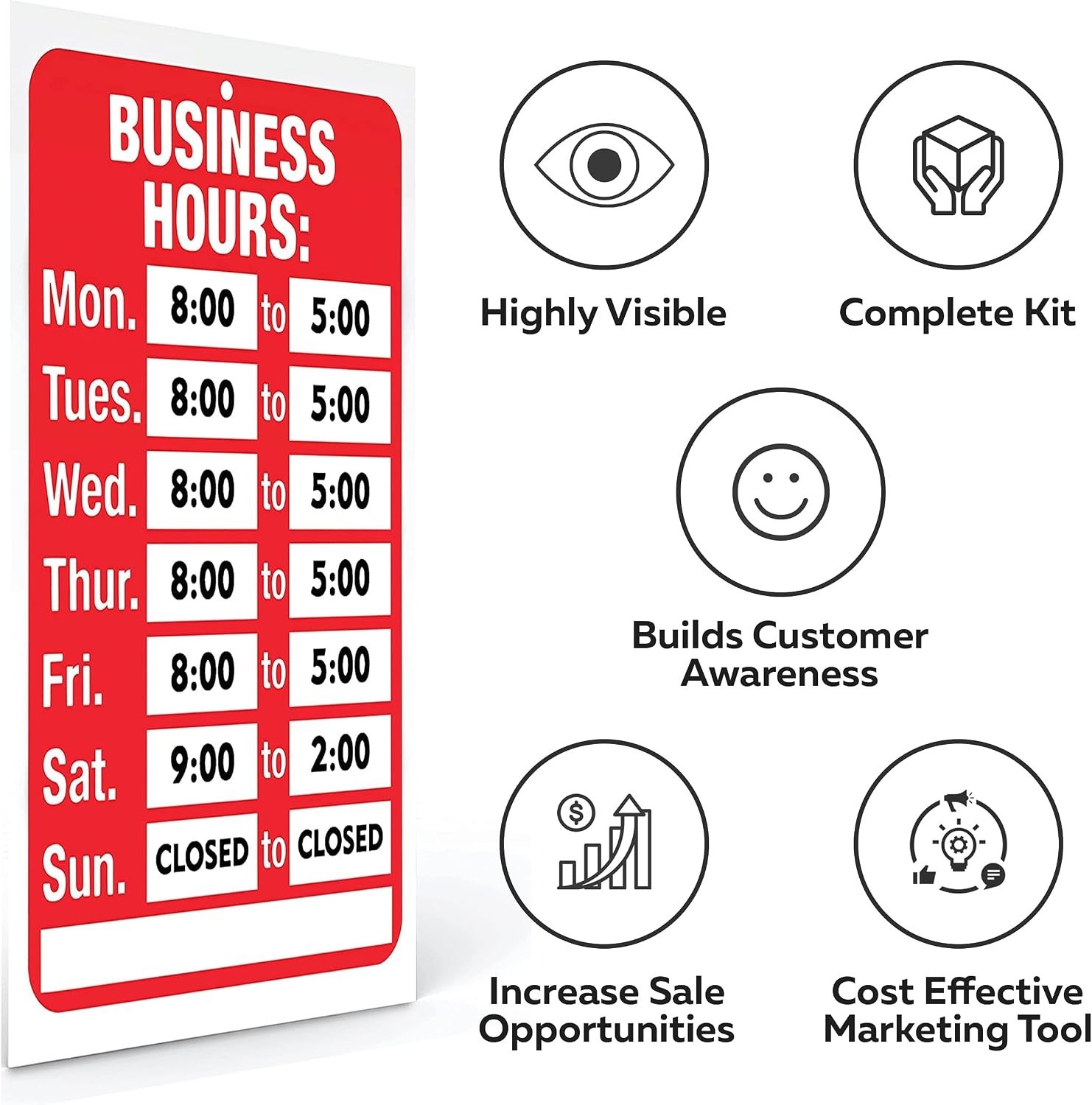 Vinyl Business Hours Sign, Easy Install 11.7 x 7.7 in – Maximize Customer Visits