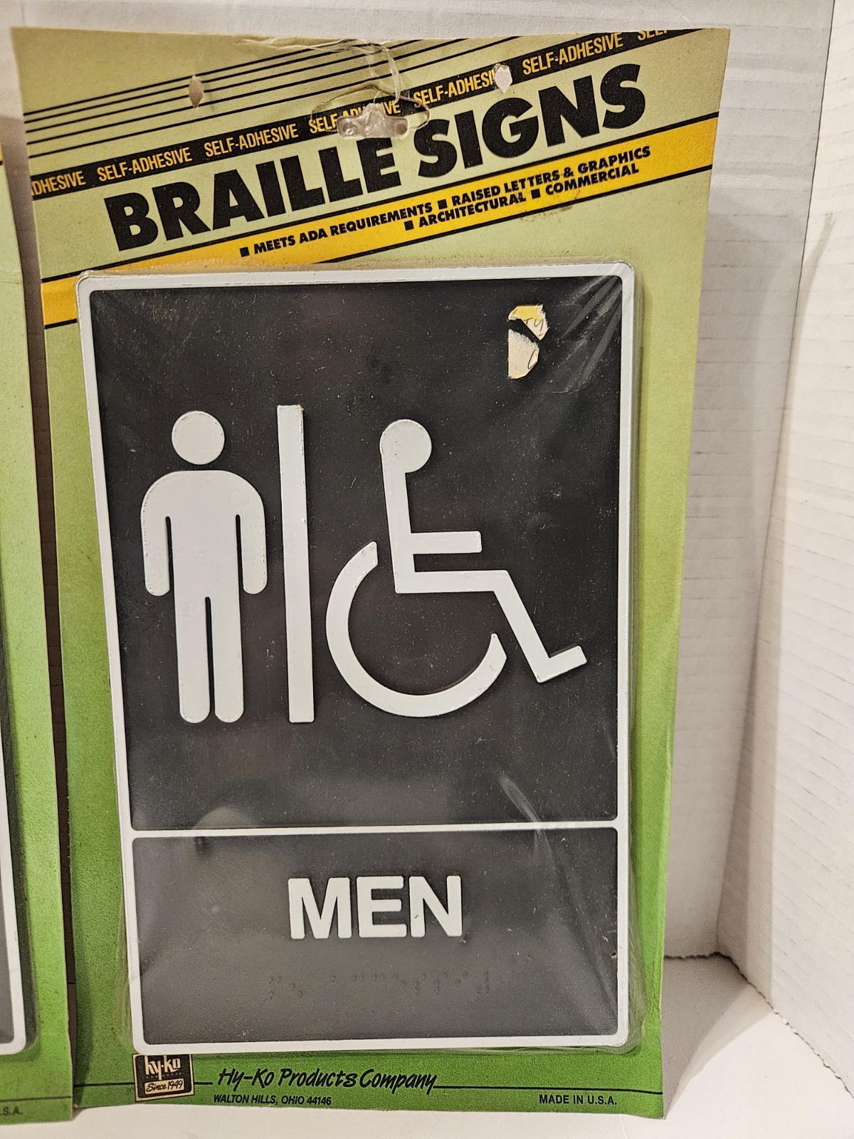 New ADA 1 Women, 1 Men Handicap Restroom Sign Braille Self Adhesive 8.5&Prime; x 5.5&Prime;