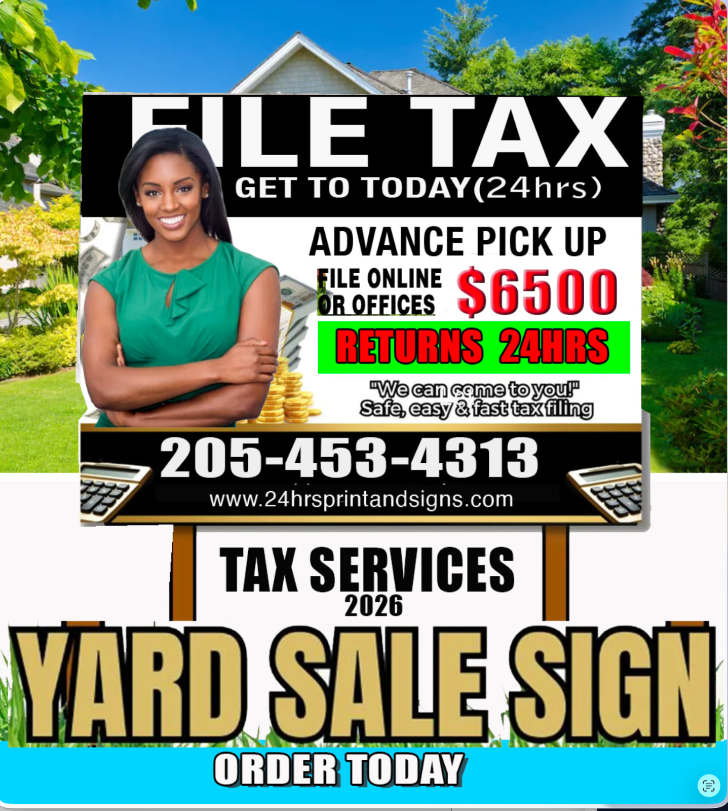 10 24×18 Full Color, Double Sided Custom Yard Signs This includes 30&Prime;in Stakes