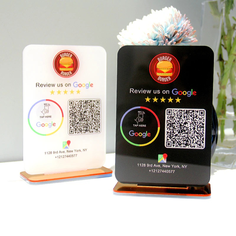 Google Review Sign Custom QR Code Scanning NFC Plate Stand Business LOGO Signs