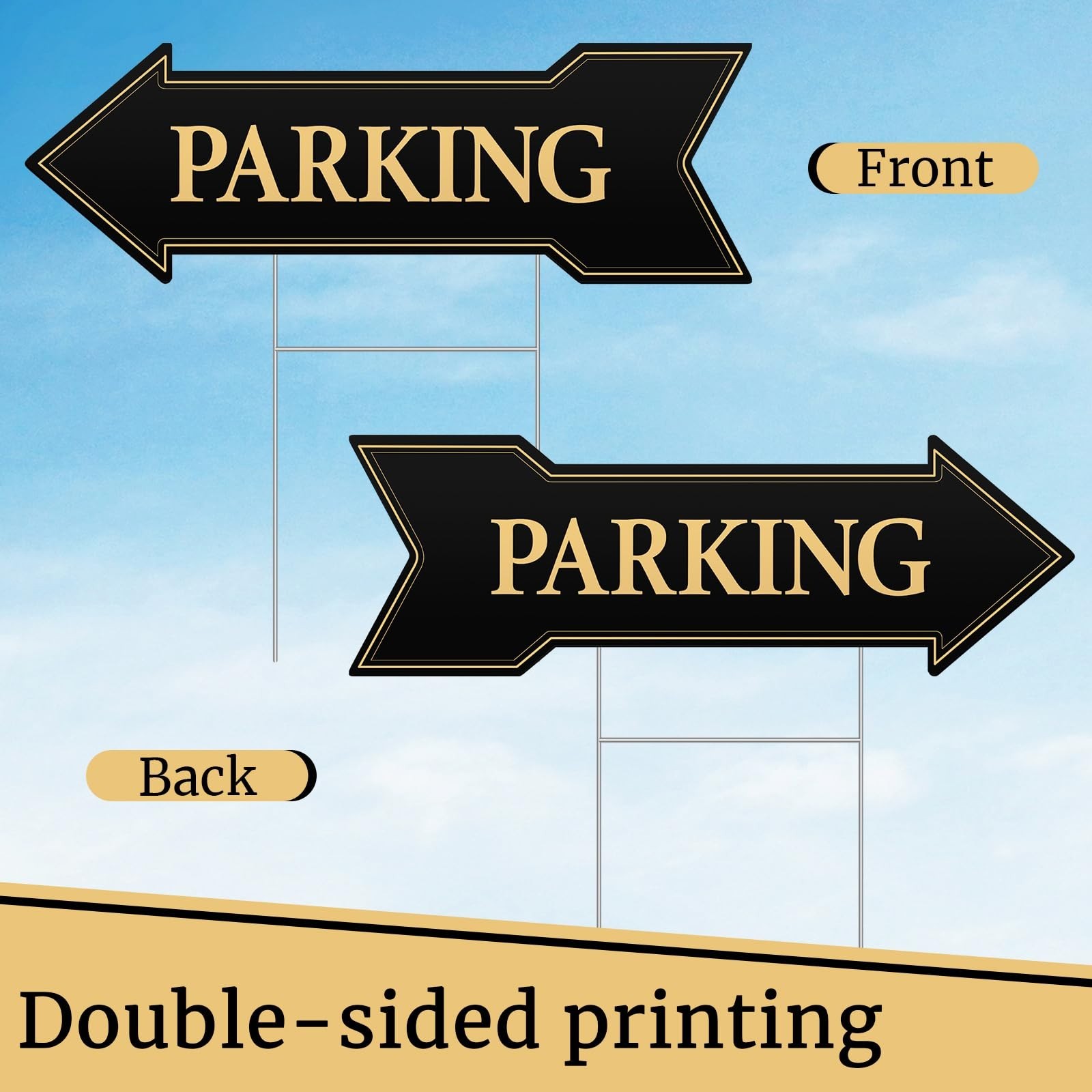 3-Pack Double-Sided Arrow Parking Signs with Metal Stakes – 17×6 Inch Wedding Ev