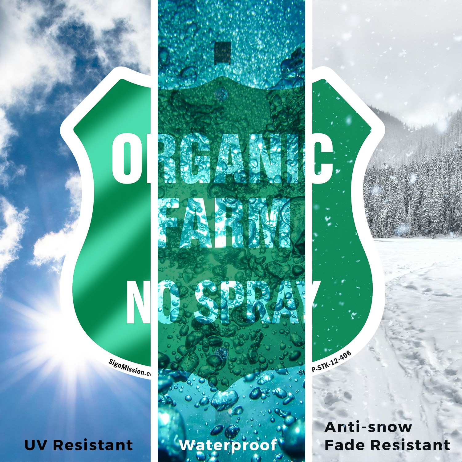 No Spray Shield Sign Organic Farm Shield Shaped Sign With Stake Weather proof