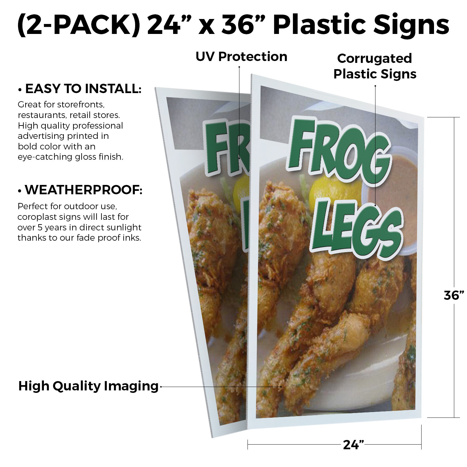 Frog Legs 24&Prime; x 36&Prime; 2 Pack Of Store Sign Plastic Or Decal
