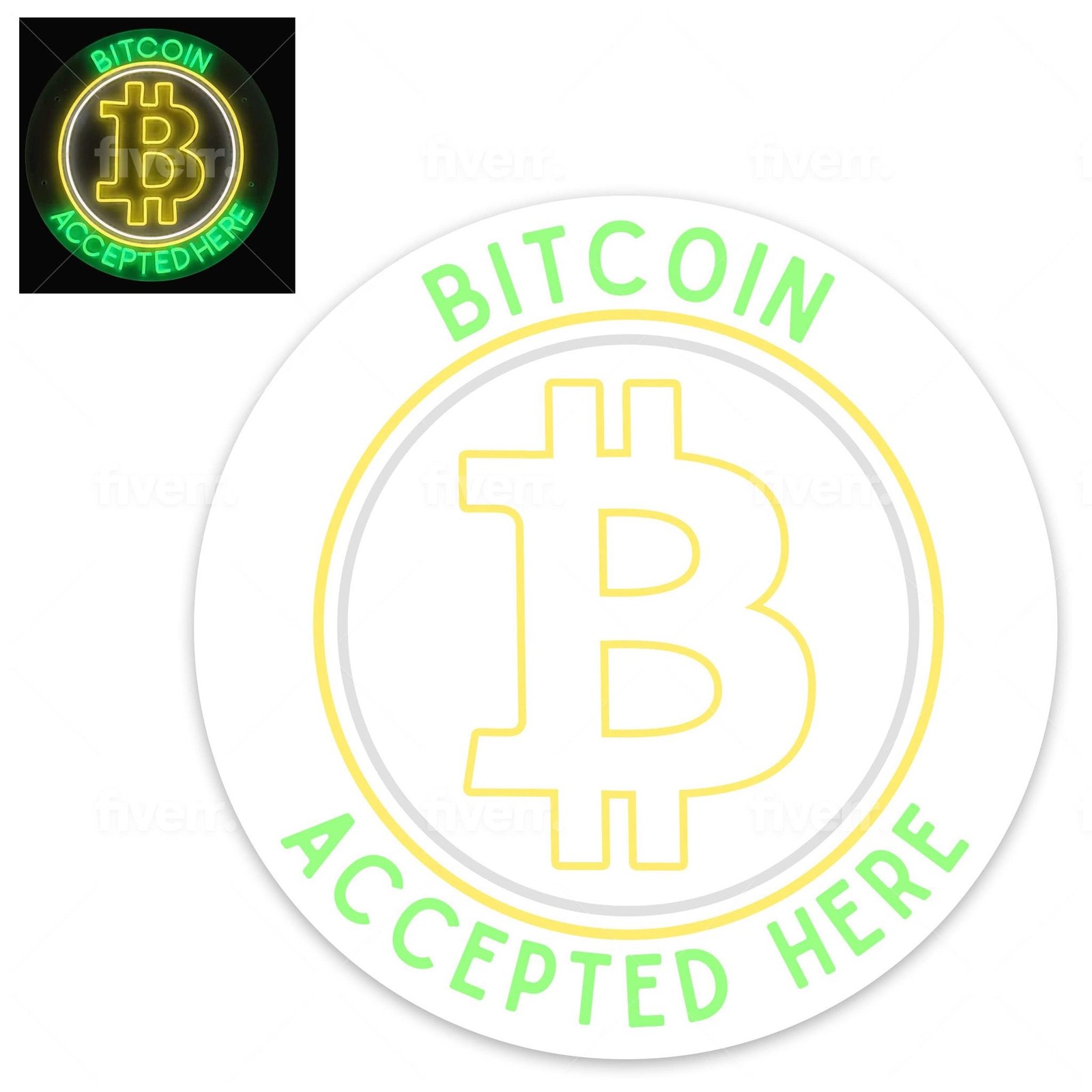 BITCOIN ACCEPTED HERE Neon Sign for Displays | LED Flex Neon | 26&Prime;W x 26&Prime;H