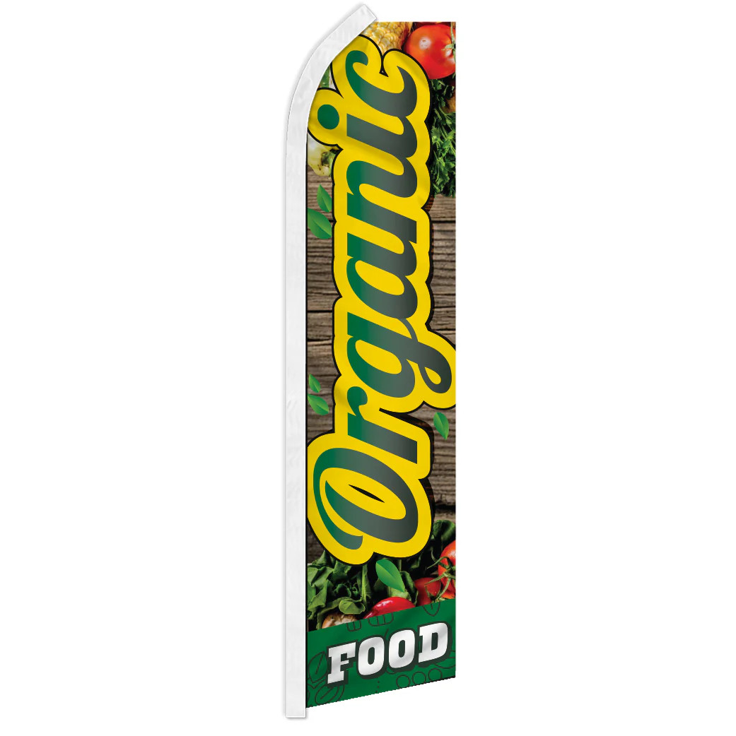 « ORGANIC FOOD » advertising super flag swooper banner business sign produce green