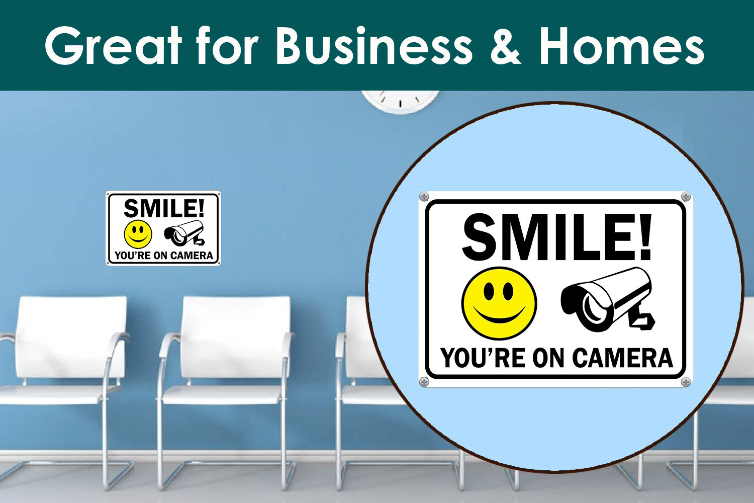 Smile You&rsquo;re on Camera Sign Video Surveillance Signs 11&Prime;x 7&Prime; UV Protected cctv
