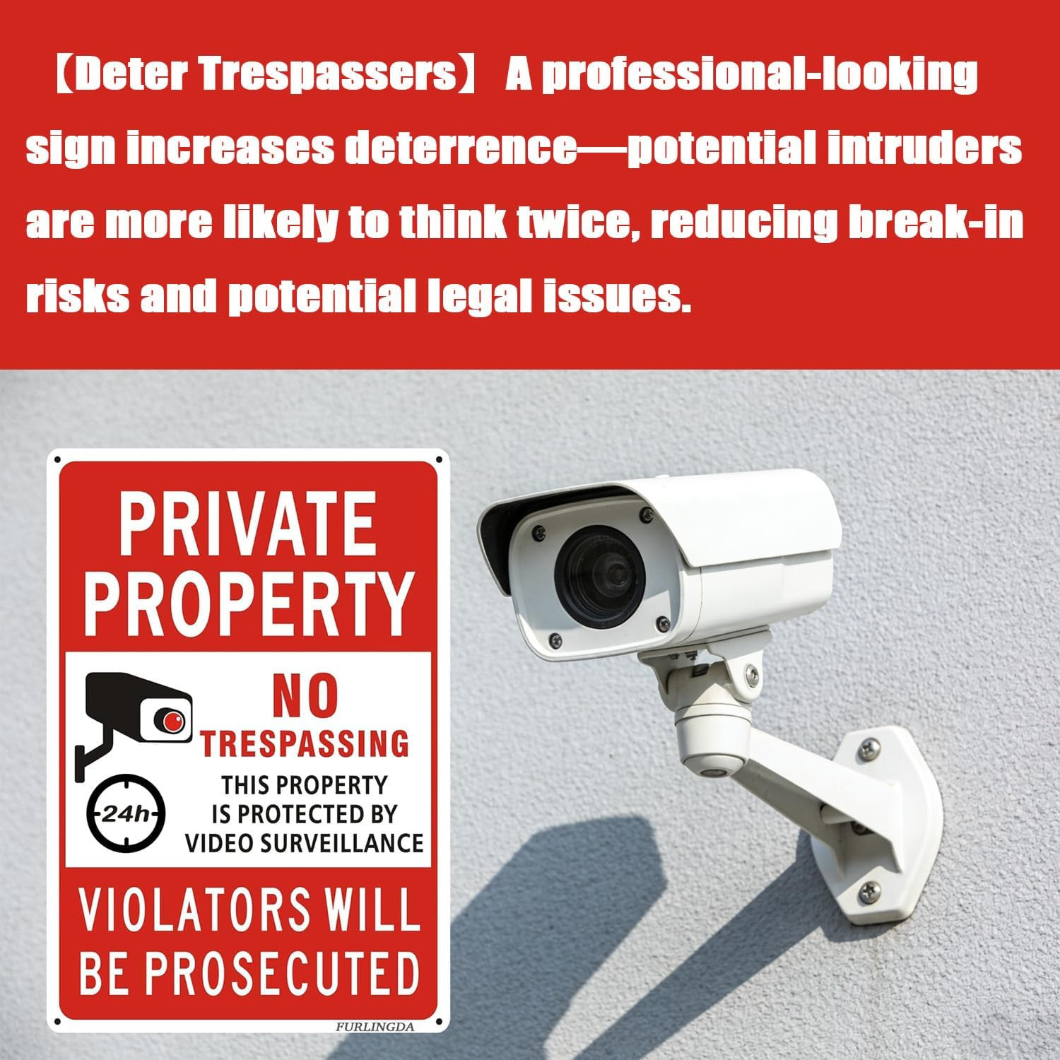 2-Pack Large No Trespassing Signs Private Property, 18X12X0.4/14X10X0.4 Inch Thi