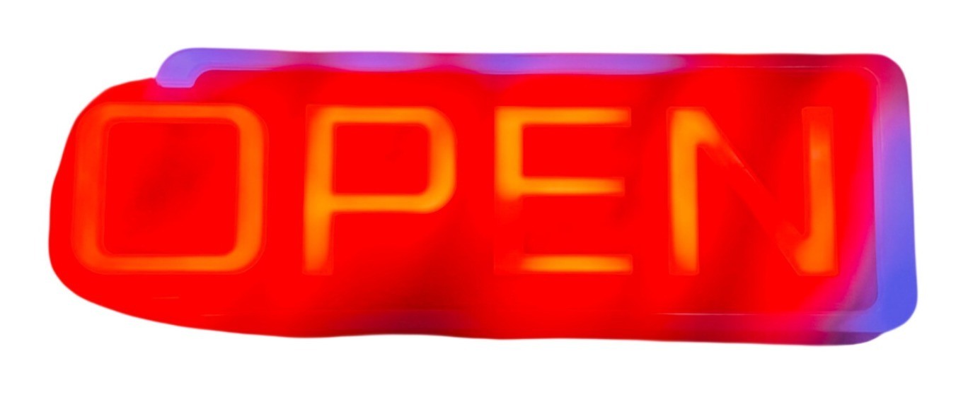 LED Open Sign 21×10 Blue Red Business Window Light Power Adapter 21x10_Open