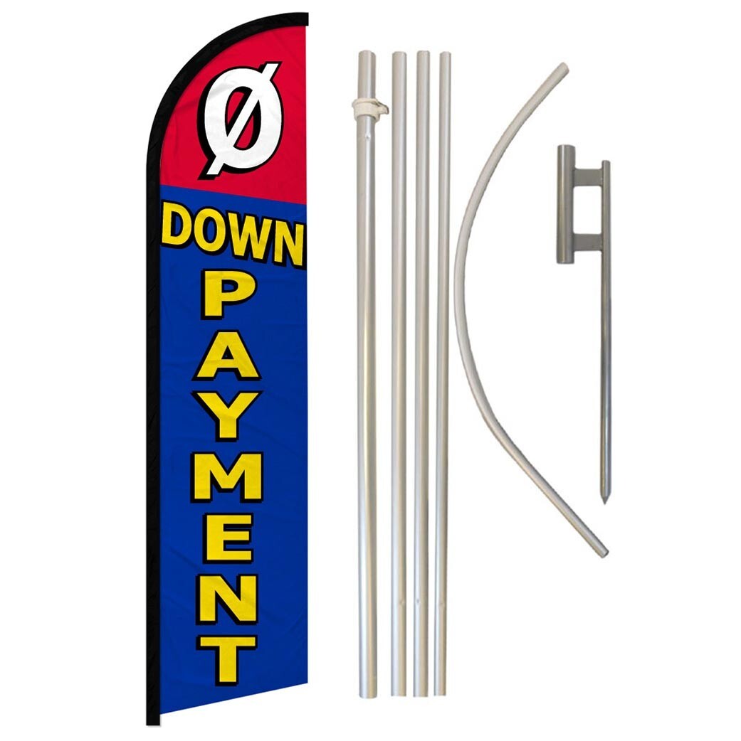 0 Down Payment Full Curve Windless Swooper Flag & Pole Kit Dealership Financing